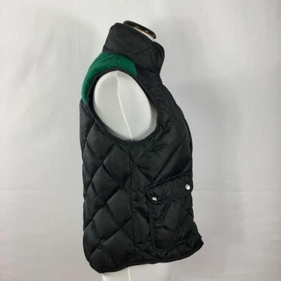 Lauren James Easton Vest Down Black Green Quilted Pockets Stand Up Collar Size M - Picture 11 of 15
